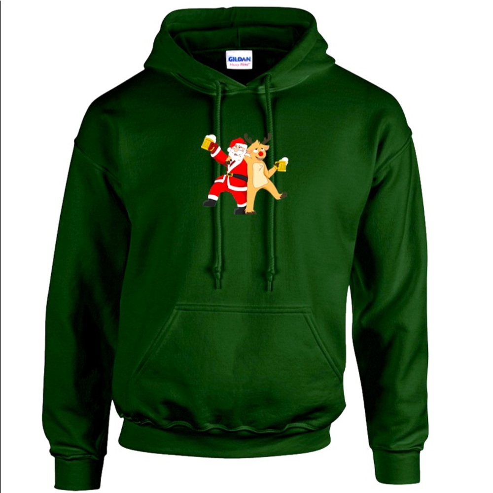 Drunk Santa & Rudolph the Reindeer Christmas Sweatshirt. Christmas HOODIE. Party
